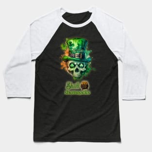 St. Patrick's Day Skull and Shamrocks Design Baseball T-Shirt